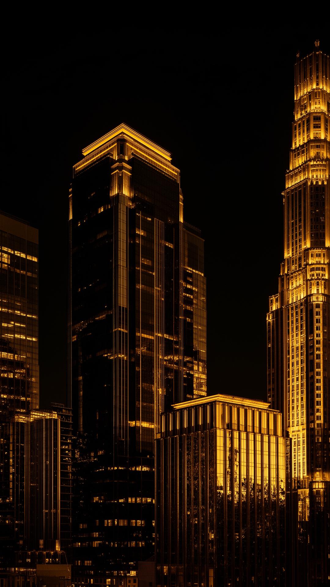 Skyline corporativo ao entardecer